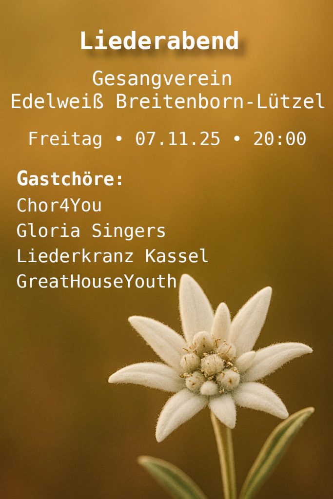 Liederabend, Freitag 07.11.2025, ab 20 Uhr