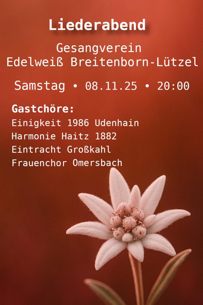 Liederabend, Samstag 08.11.2025, ab 20 Uhr